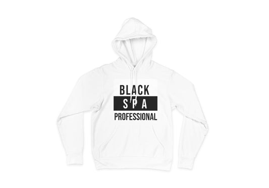 Black Spa Professional Hoodie White