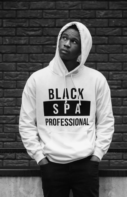 Black Spa Professional Hoodie White